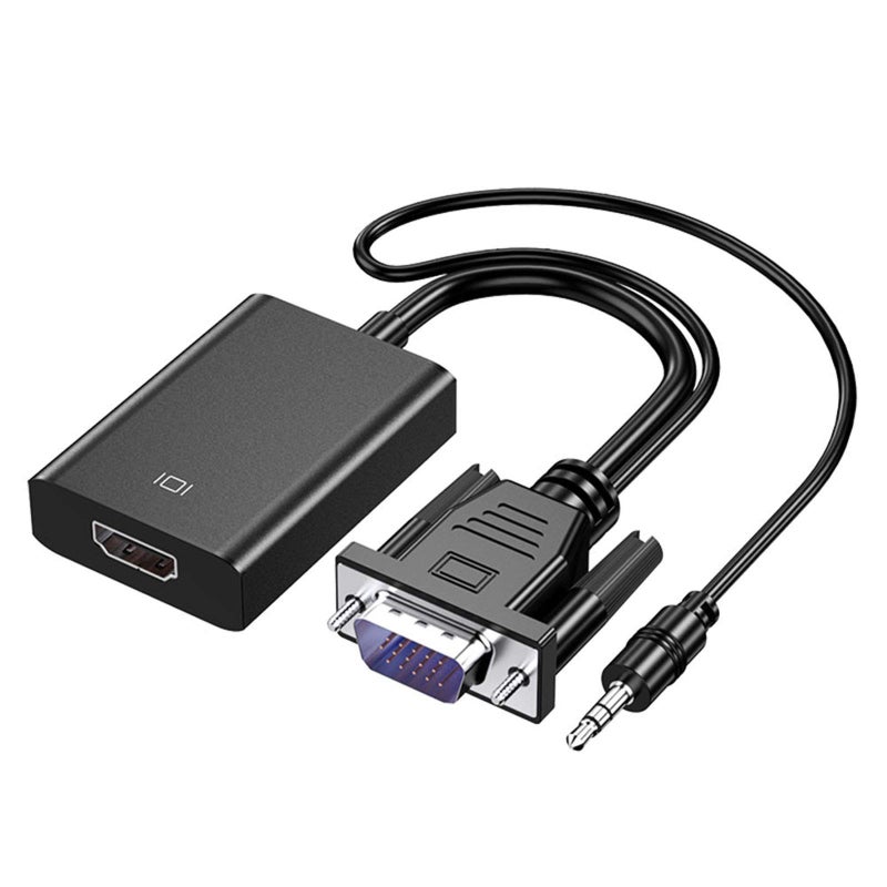 Cuxnoo VGA to HDMI Adapter - Connect Laptop, PC to HDMI Monitor or Projector, 1080P VGA to HDMI Converter with Audio and Power Supply Port - Image 1